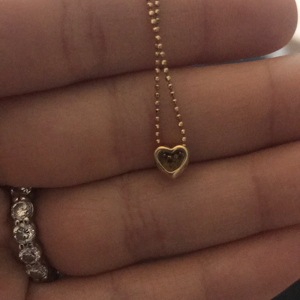 Gold Heart with Diamond Necklace - Picture 3 of 4